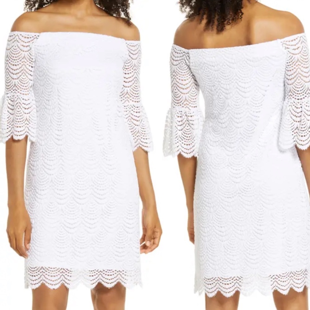 Lily Pulitzer Lexa Scalloped Lace Off the Shoulder Dress